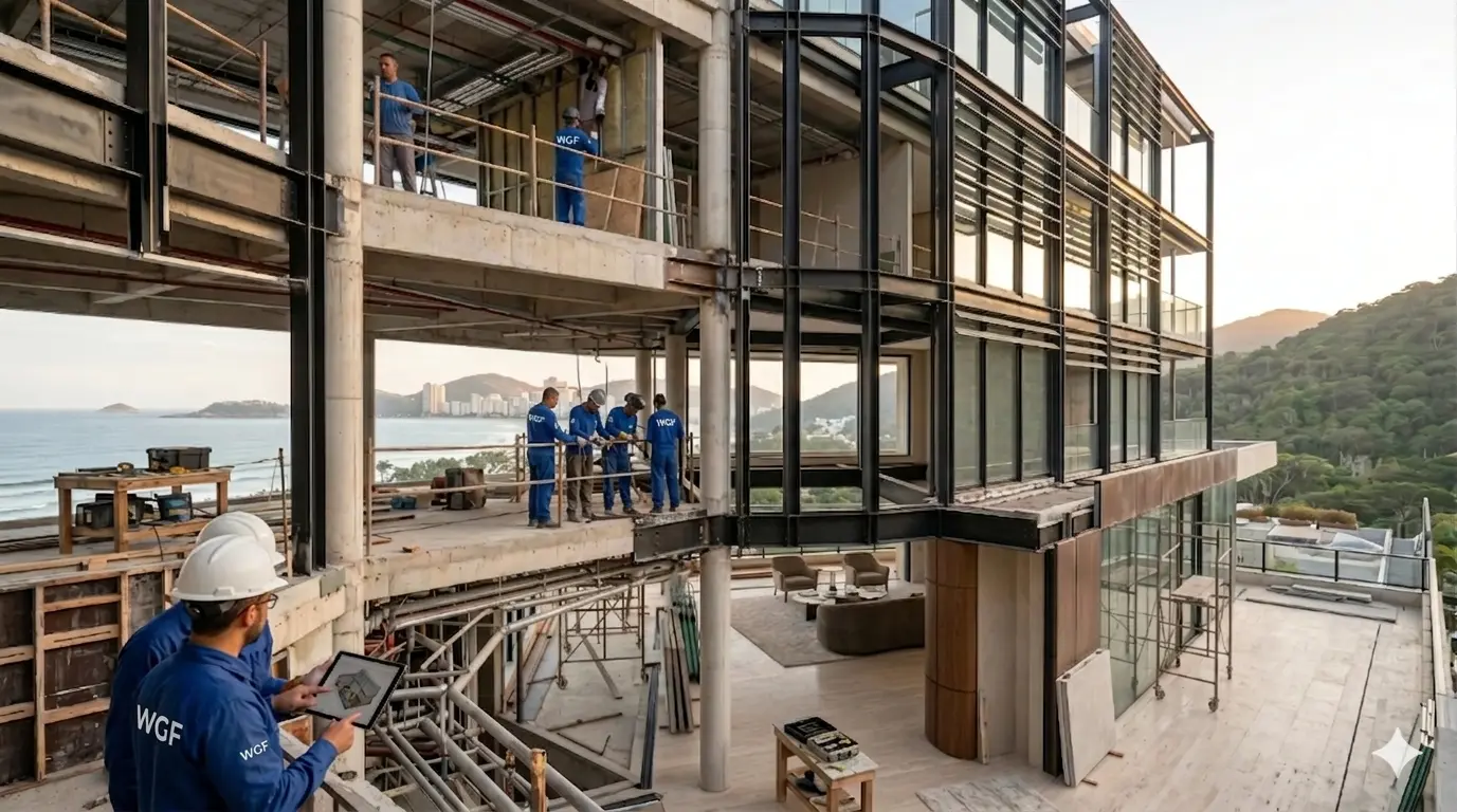 Reforma predial, retrofit de fachada e serviços de construção em edifícios